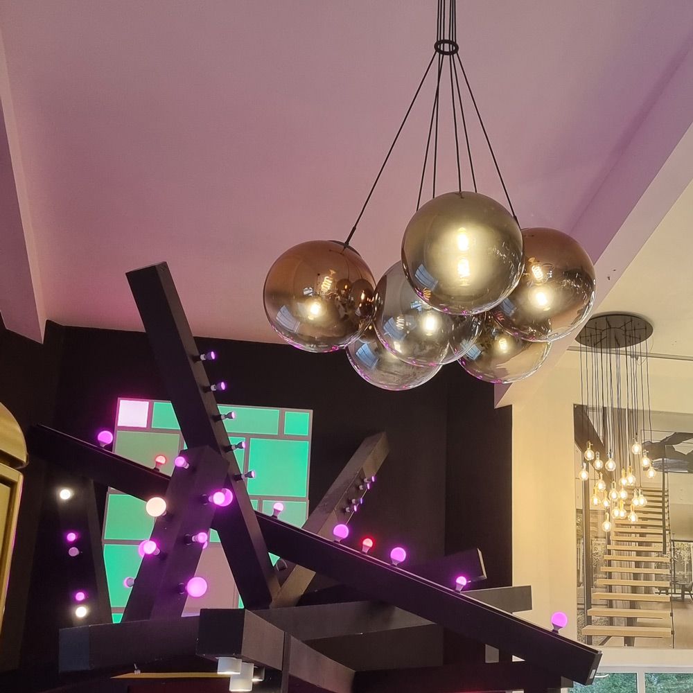 s.luce Cluster glass globe gallery light lampada a sospensione a 7 luci