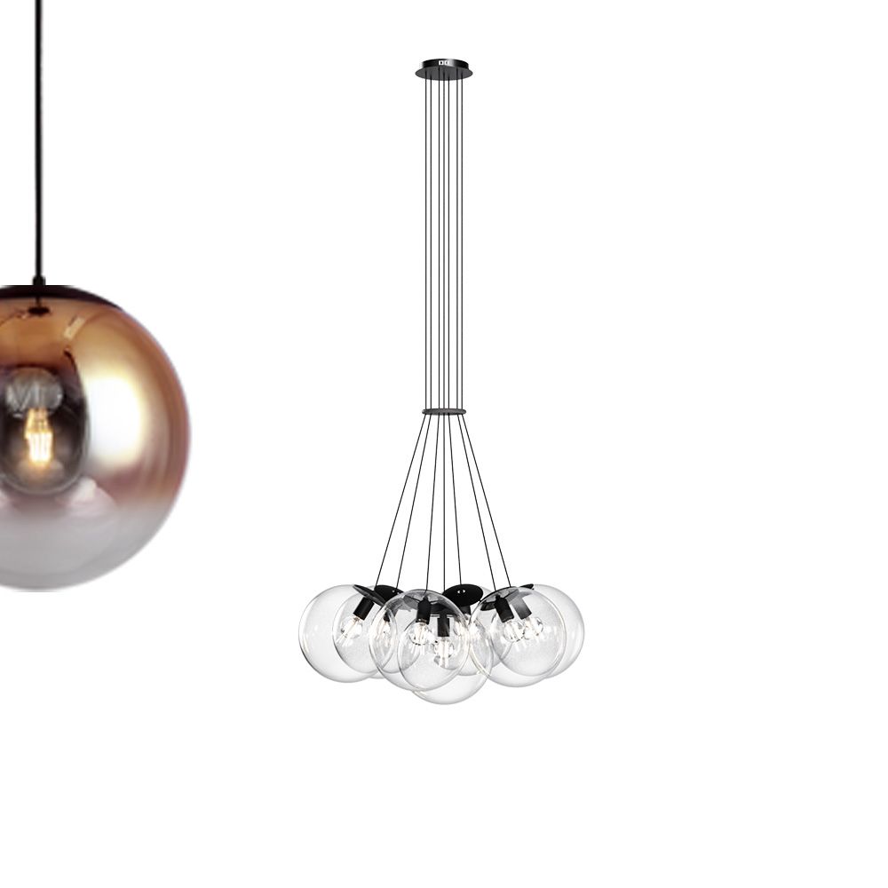 s.luce Cluster glass globe gallery light lampada a sospensione a 7 luci