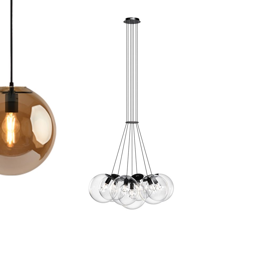 s.luce Cluster glass globe gallery light lampada a sospensione a 7 luci