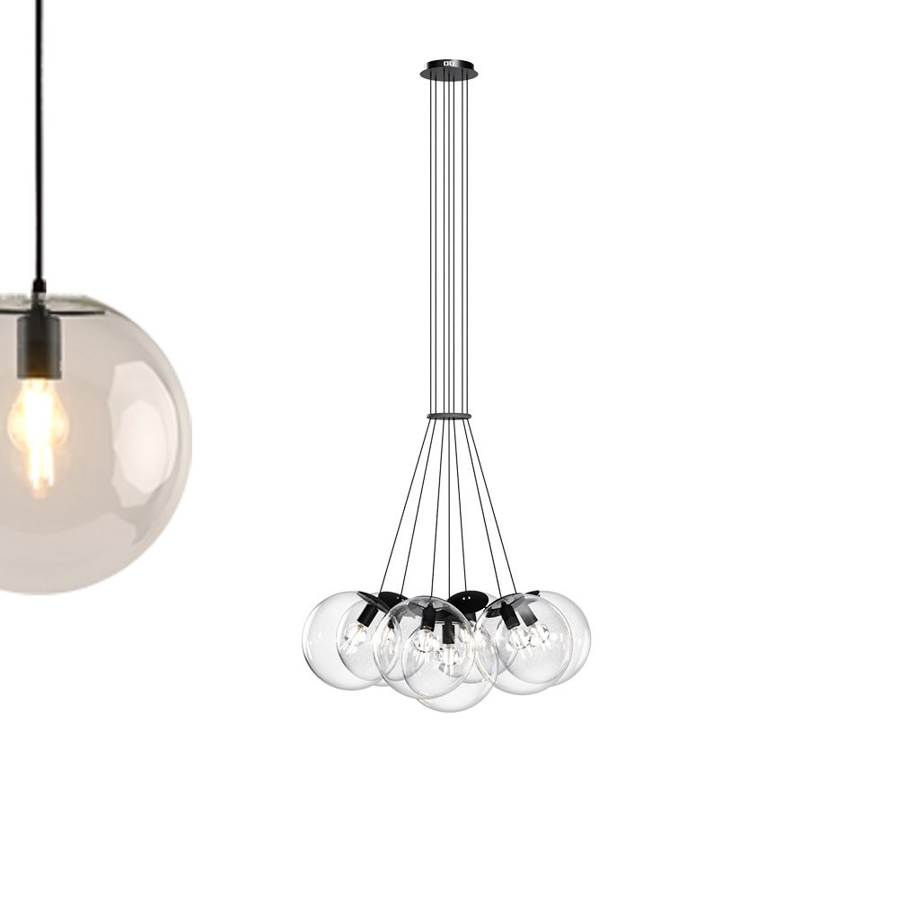 s.luce Cluster glass globe gallery light lampada a sospensione a 7 luci