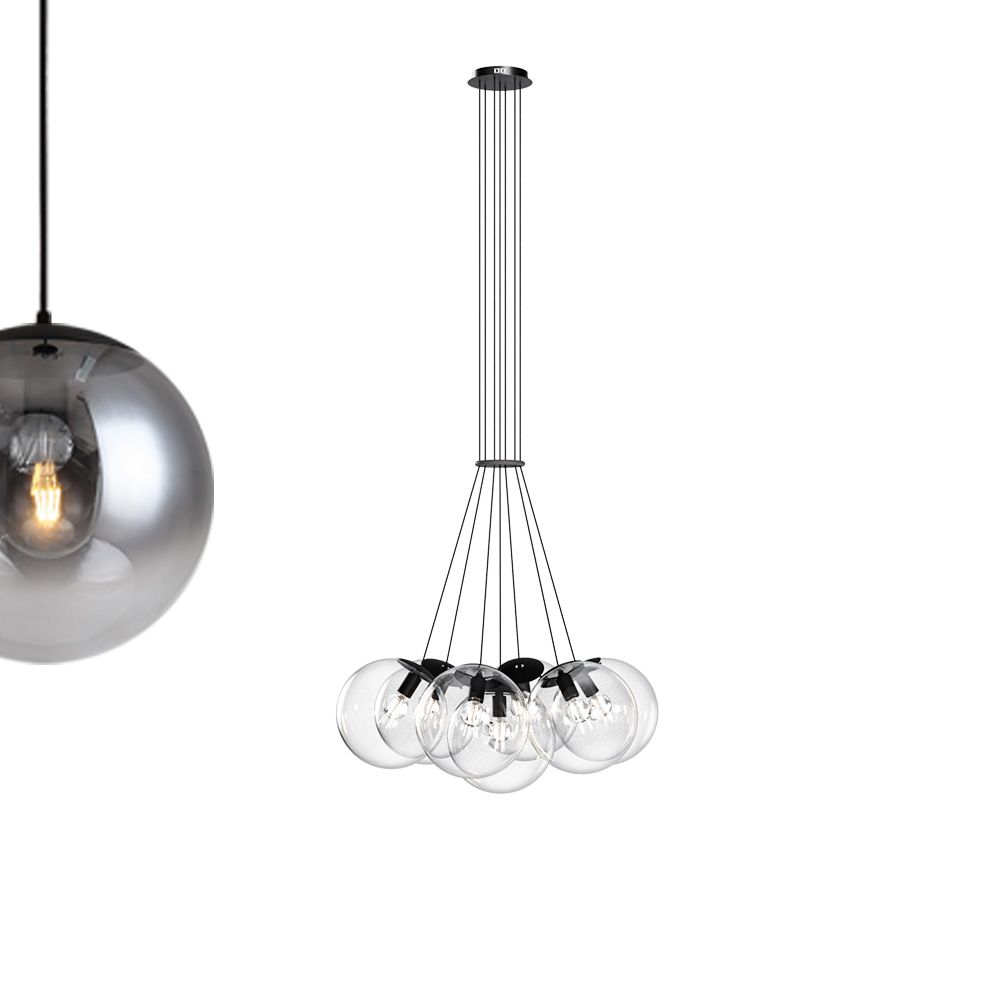 s.luce Cluster glass globe gallery light lampada a sospensione a 7 luci