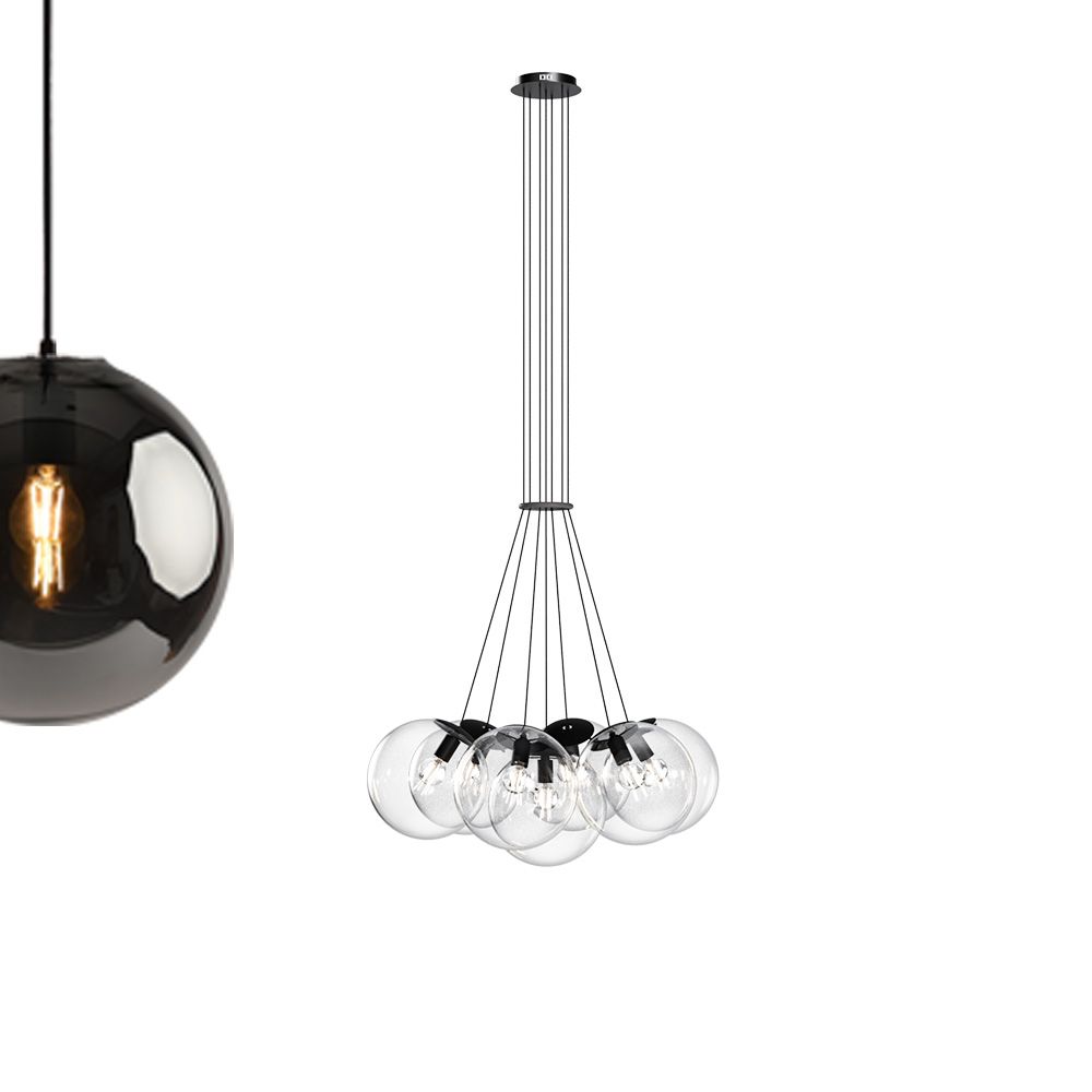 s.luce Cluster glass globe gallery light lampada a sospensione a 7 luci