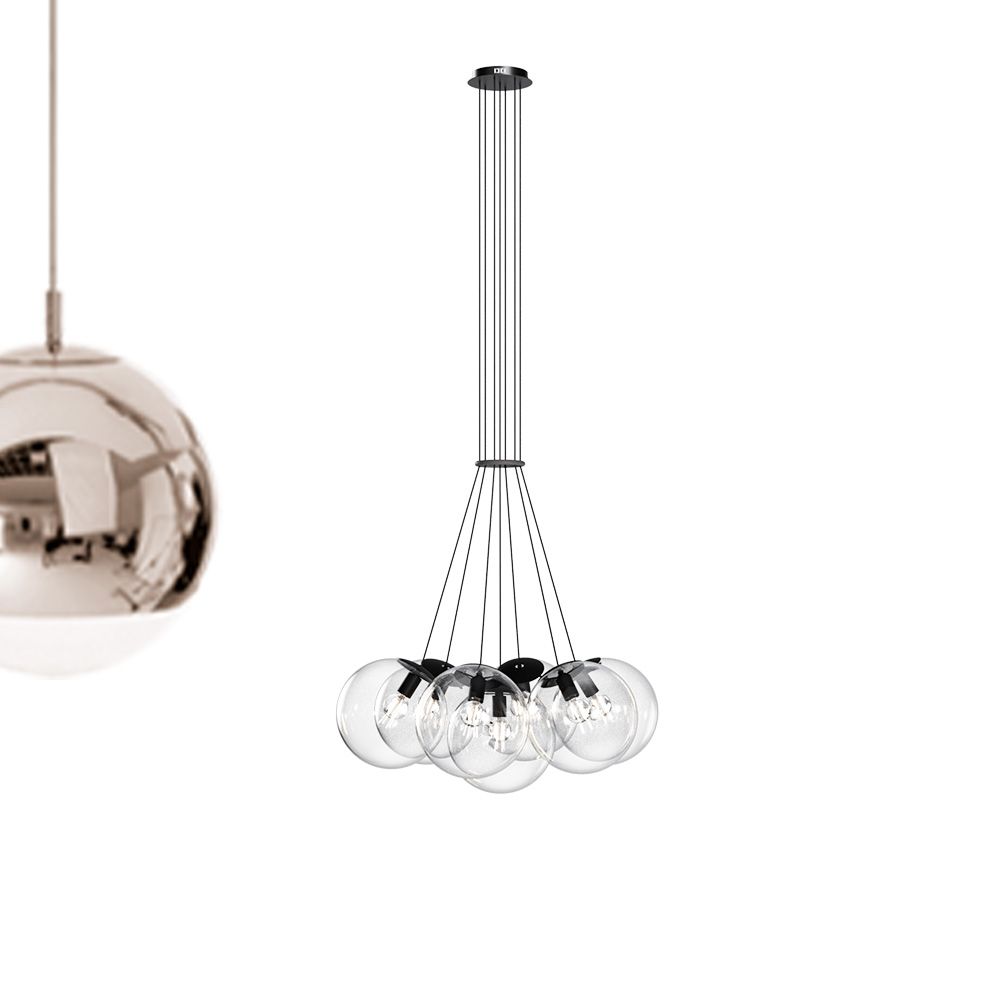 s.luce Cluster glass globe gallery light lampada a sospensione a 7 luci