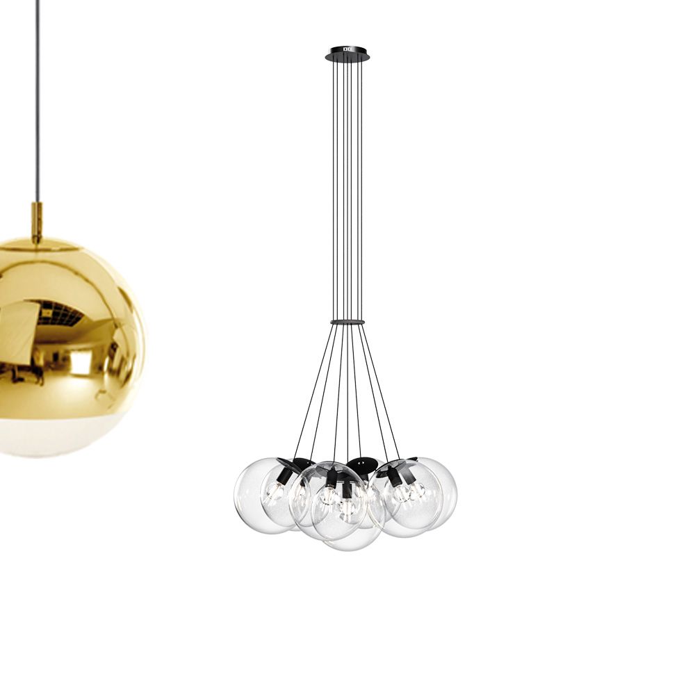s.luce Cluster glass globe gallery light lampada a sospensione a 7 luci