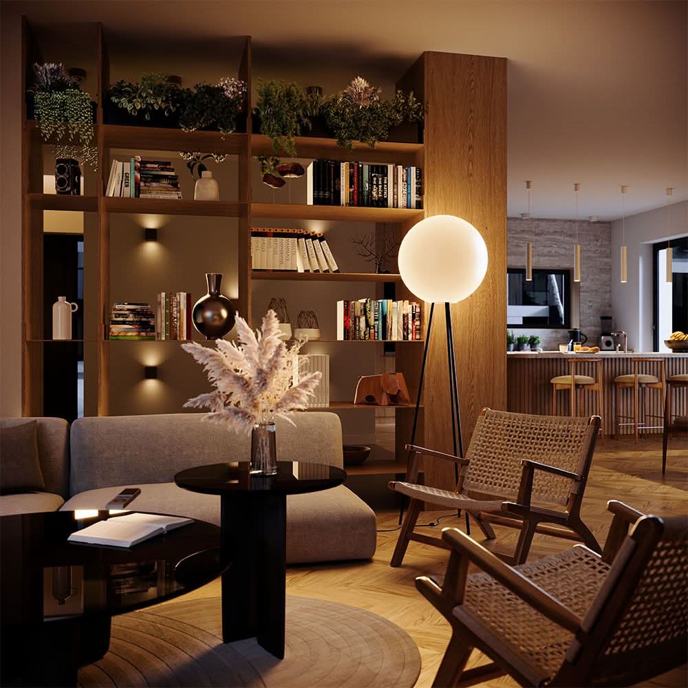 s.luce lampada da terra tripode Orb Tripod 160cm con globo in vetro