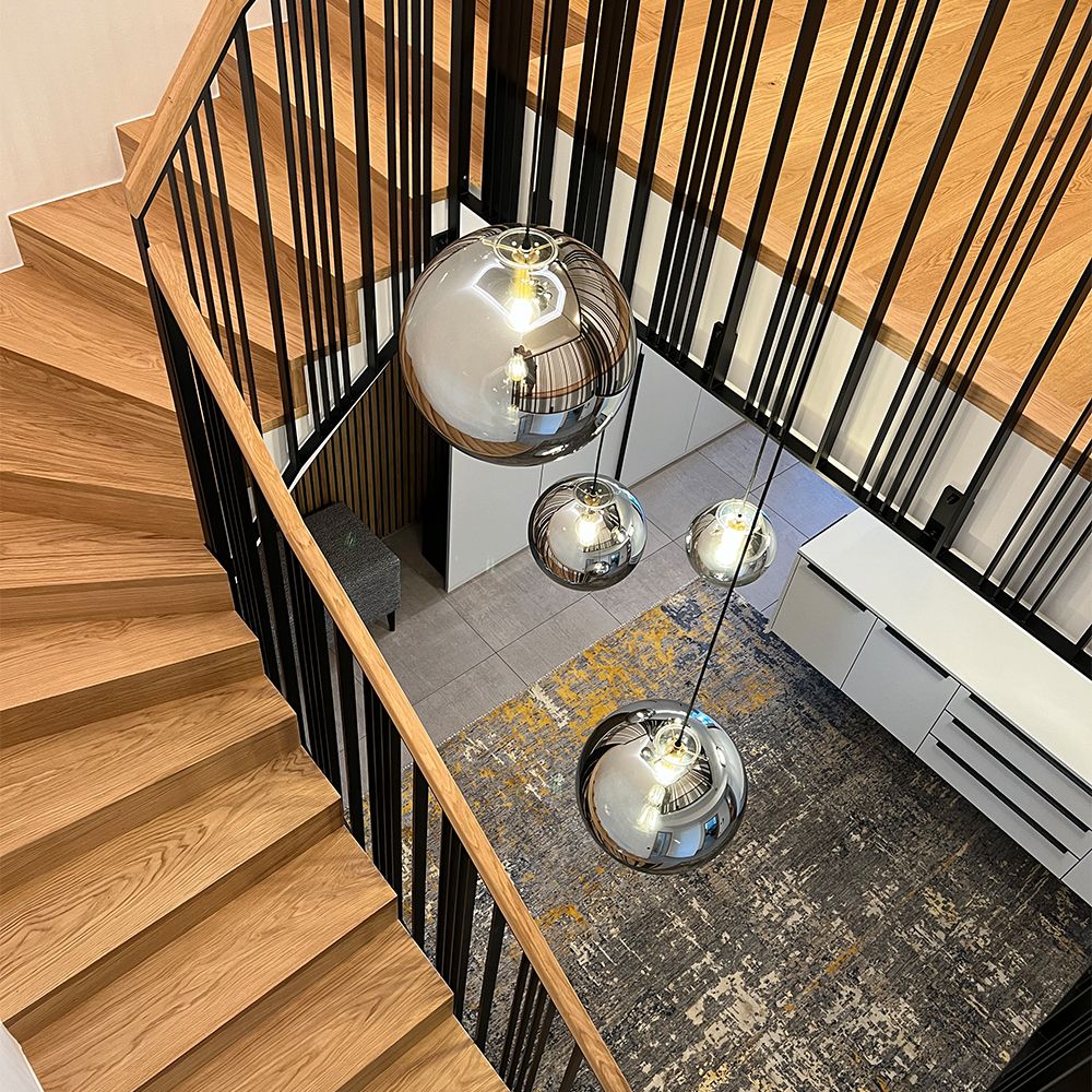 s.luce Orb glass globe gallery light 500cm sospensione nera