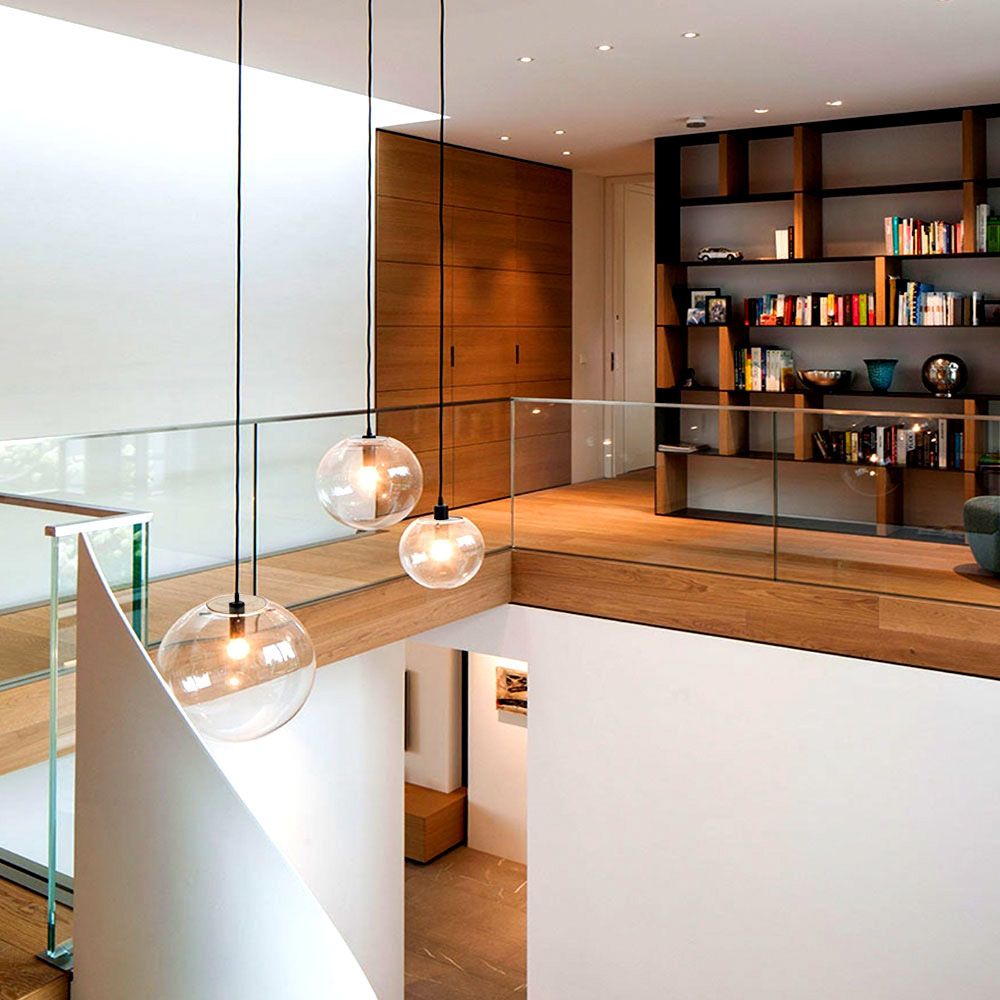 s.luce Orb glass globe gallery light 500cm sospensione nera