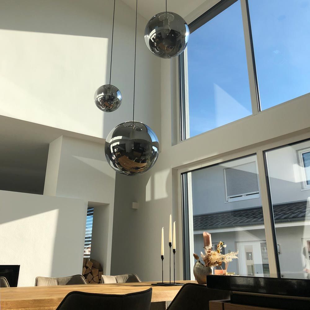 s.luce Orb glass globe gallery light 500cm sospensione nera