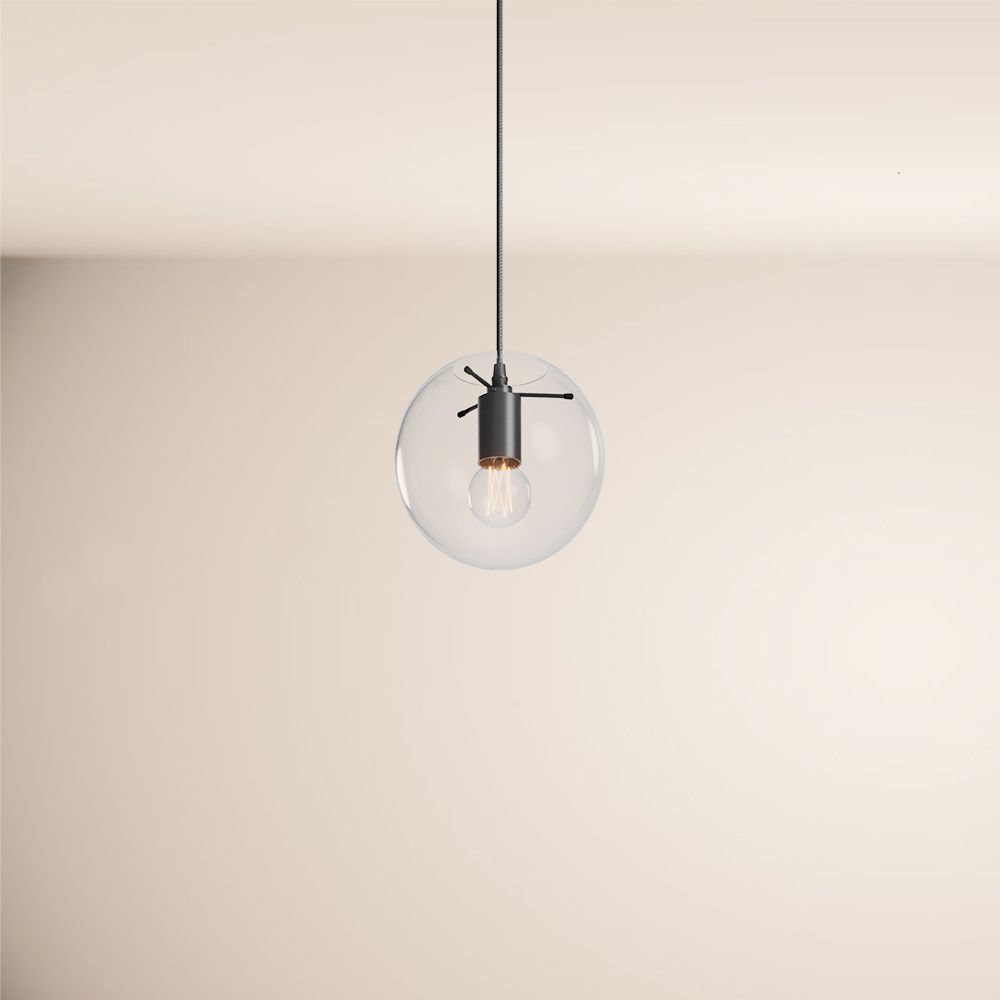 s.luce Orb glass globe gallery light 500cm sospensione nera