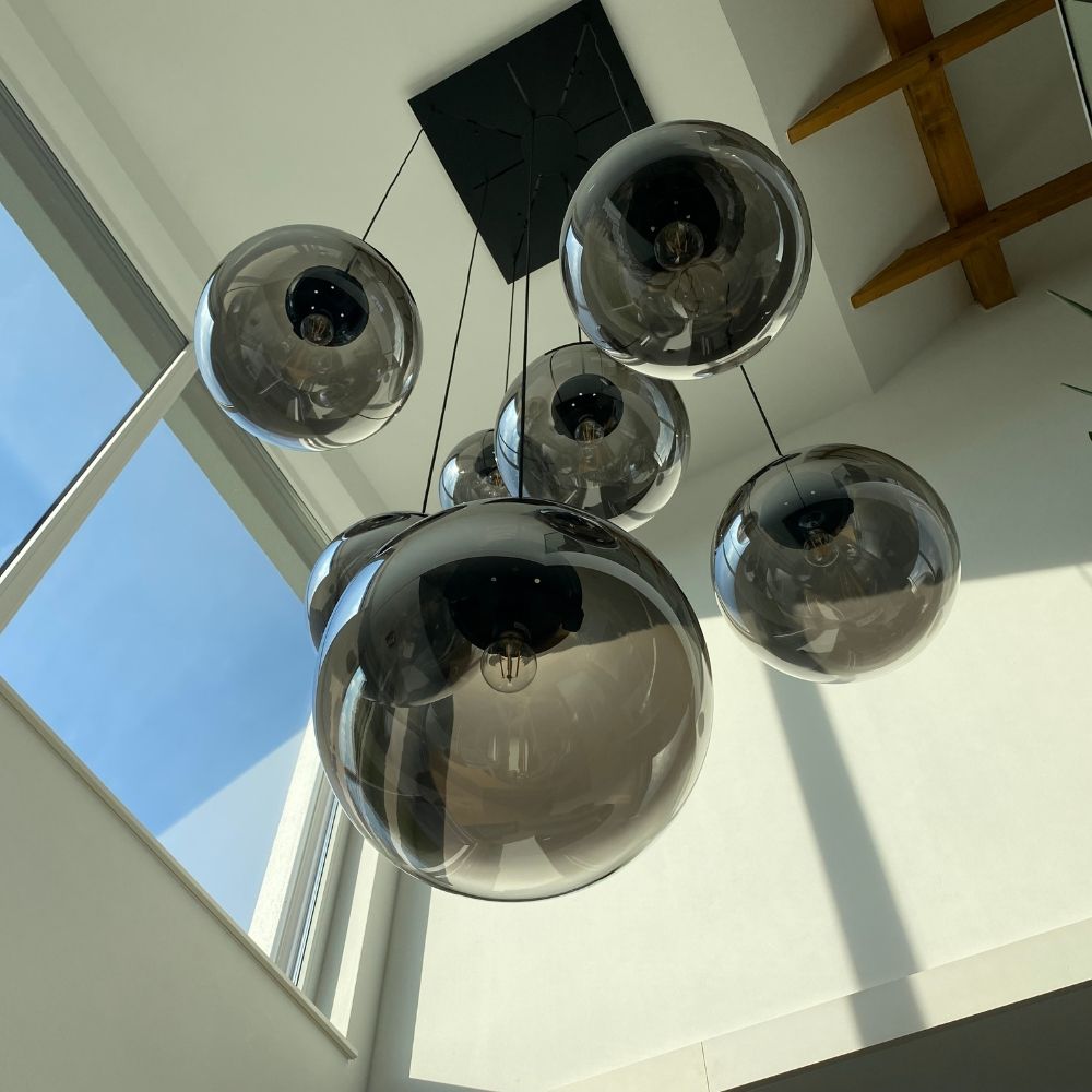 s.luce Orb glass globe gallery light 500cm sospensione nera