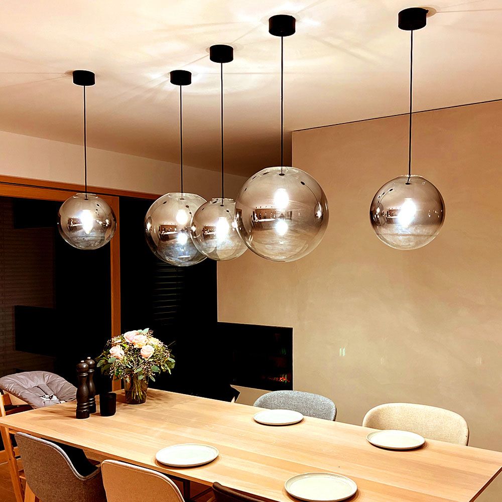 s.luce Orb glass globe gallery light 500cm sospensione nera