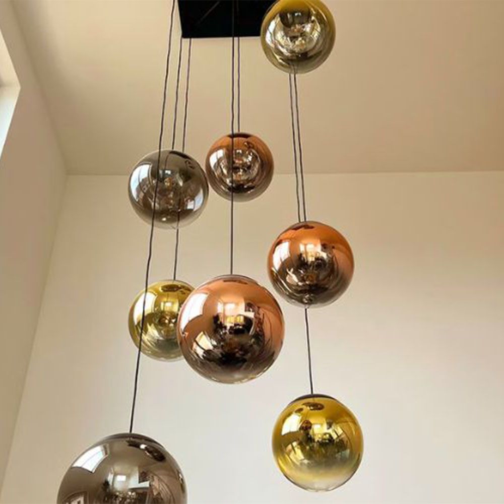 s.luce Orb glass globe gallery light 500cm sospensione nera