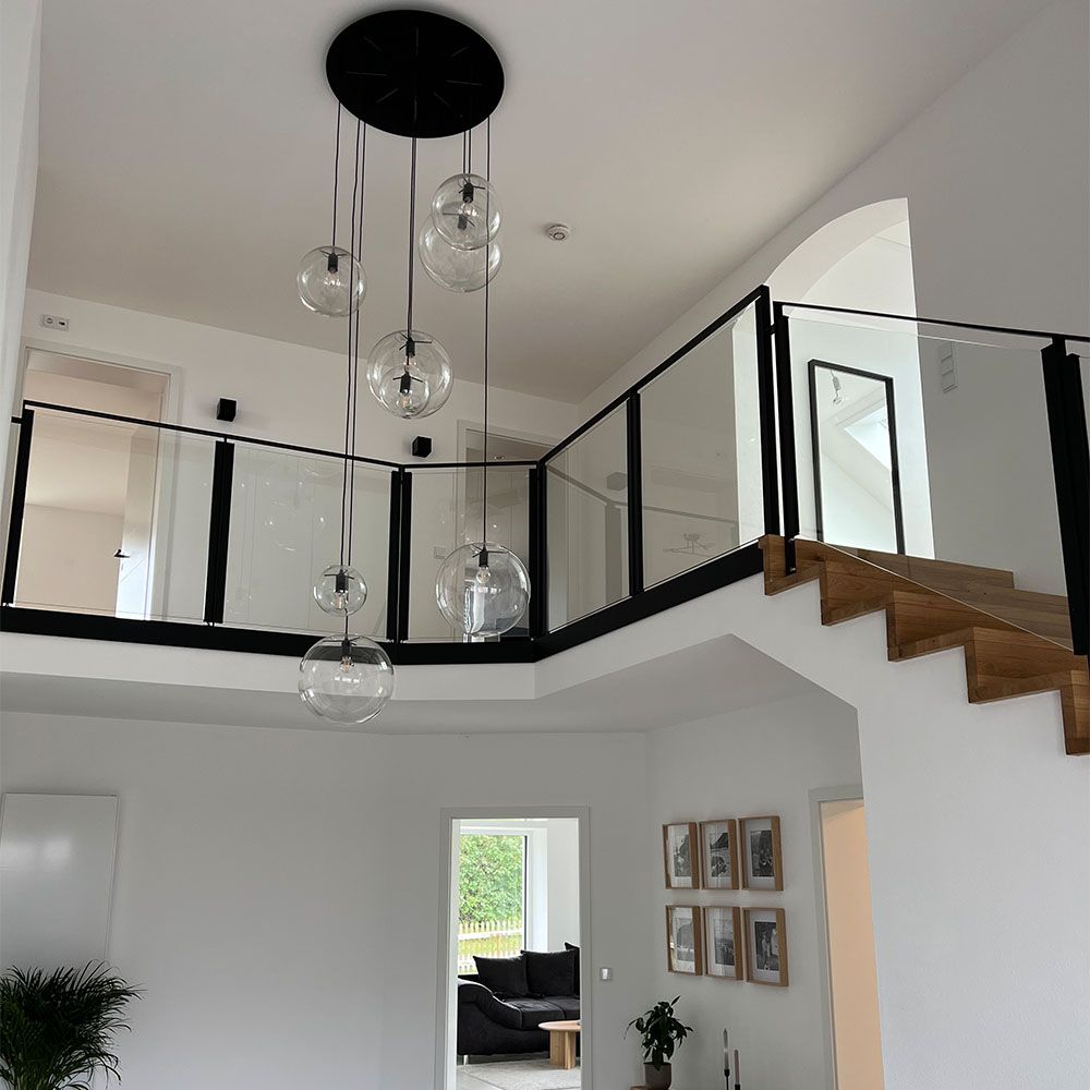 s.luce Orb glass globe gallery light 500cm sospensione nera