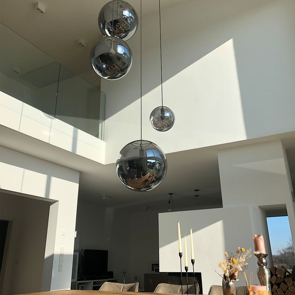 s.luce Orb glass globe gallery light 500cm sospensione nera