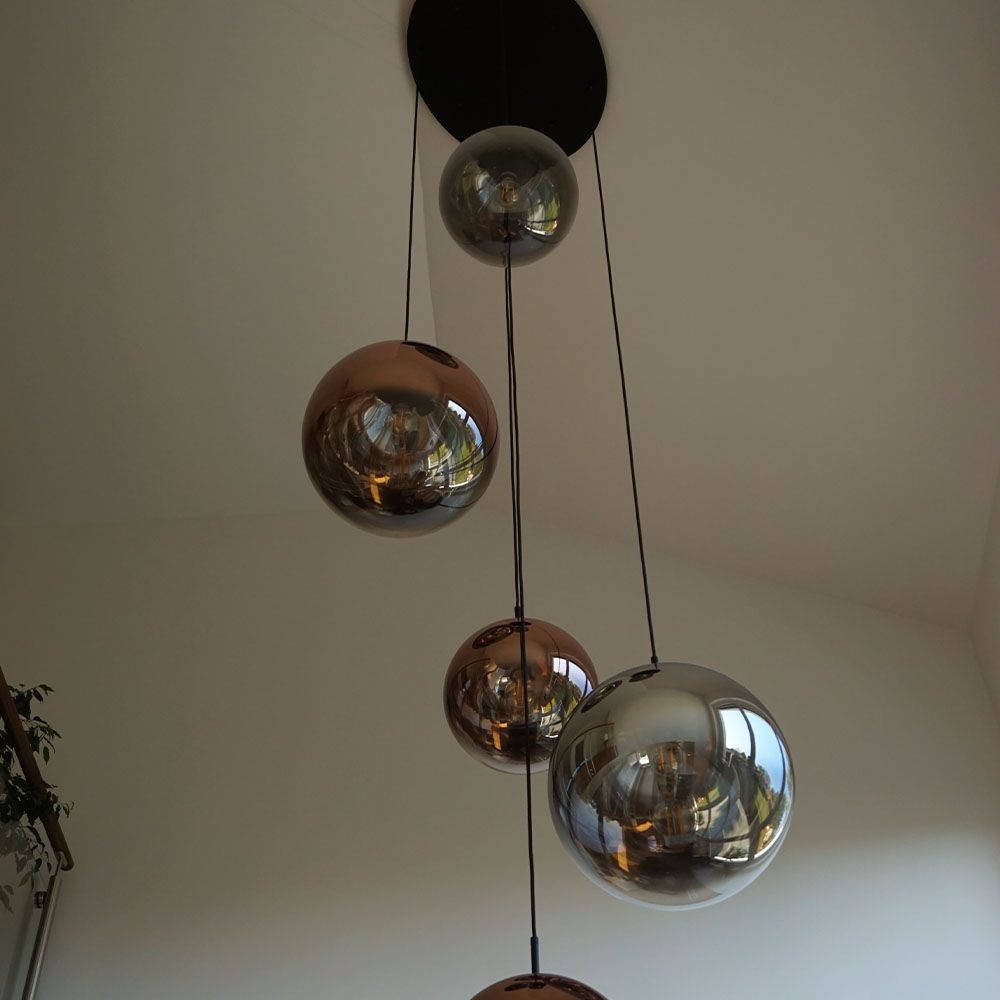 s.luce Orb glass globe gallery light 500cm sospensione nera