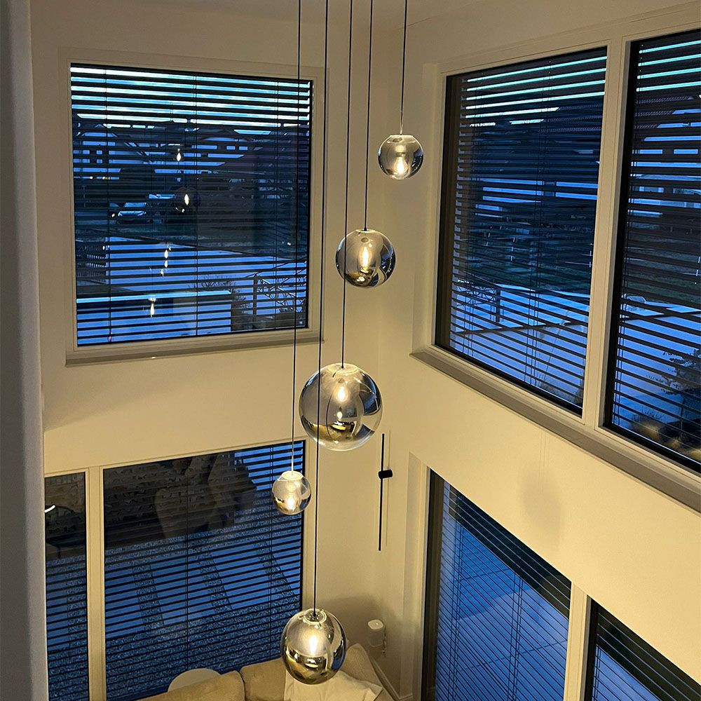 s.luce Orb glass globe gallery light 500cm sospensione nera
