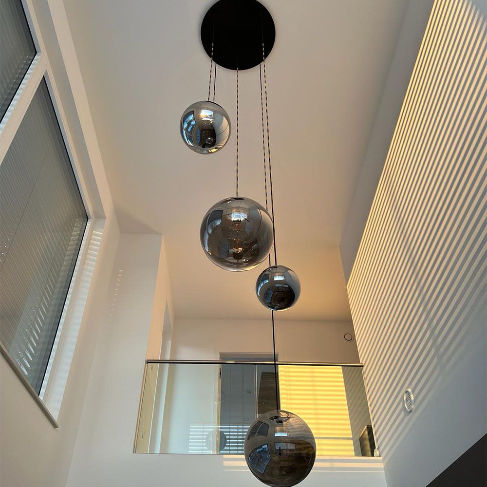 s.luce Orb glass globe gallery light 500cm sospensione nera
