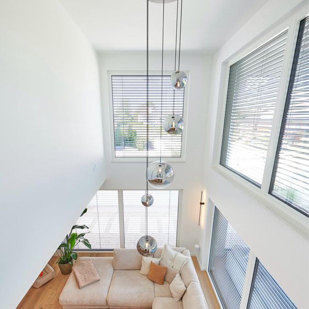 s.luce Orb glass globe gallery light 500cm sospensione nera