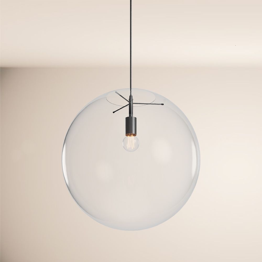 s.luce Orb lampada a sospensione con globo di vetro 150cm sospensione nera