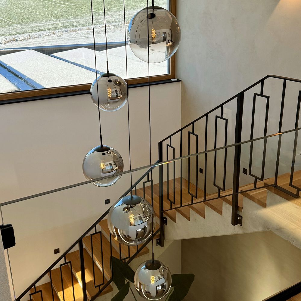 s.luce Orb lampada a sospensione con globo di vetro 150cm sospensione nera
