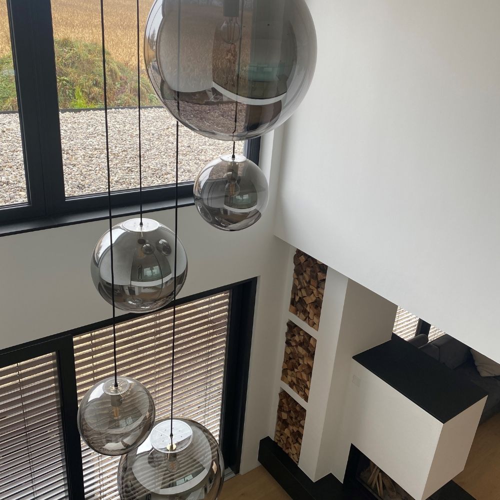 s.luce Orb lampada a sospensione con globo di vetro 150cm sospensione nera