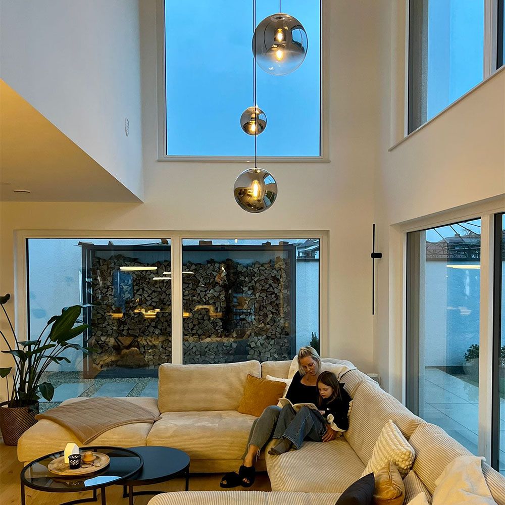 s.luce Orb globo di vetro a sospensione 150cm bianco