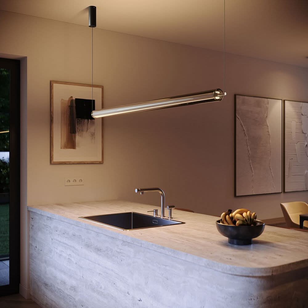 s.luce Ranya LED Lampada a sospensione Up & Down con copertura in vetro e telecomando