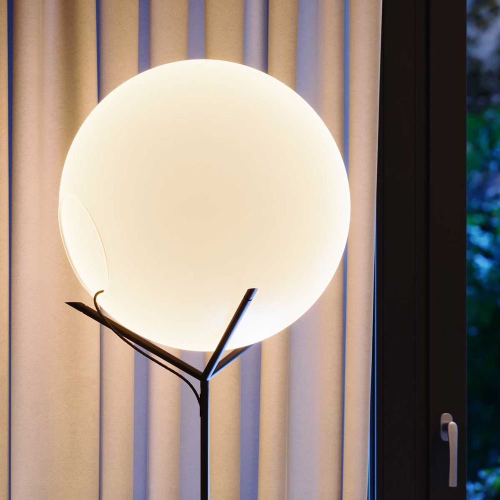 s.luce lampada da terra Orb Poseidon con globo in vetro 175cm