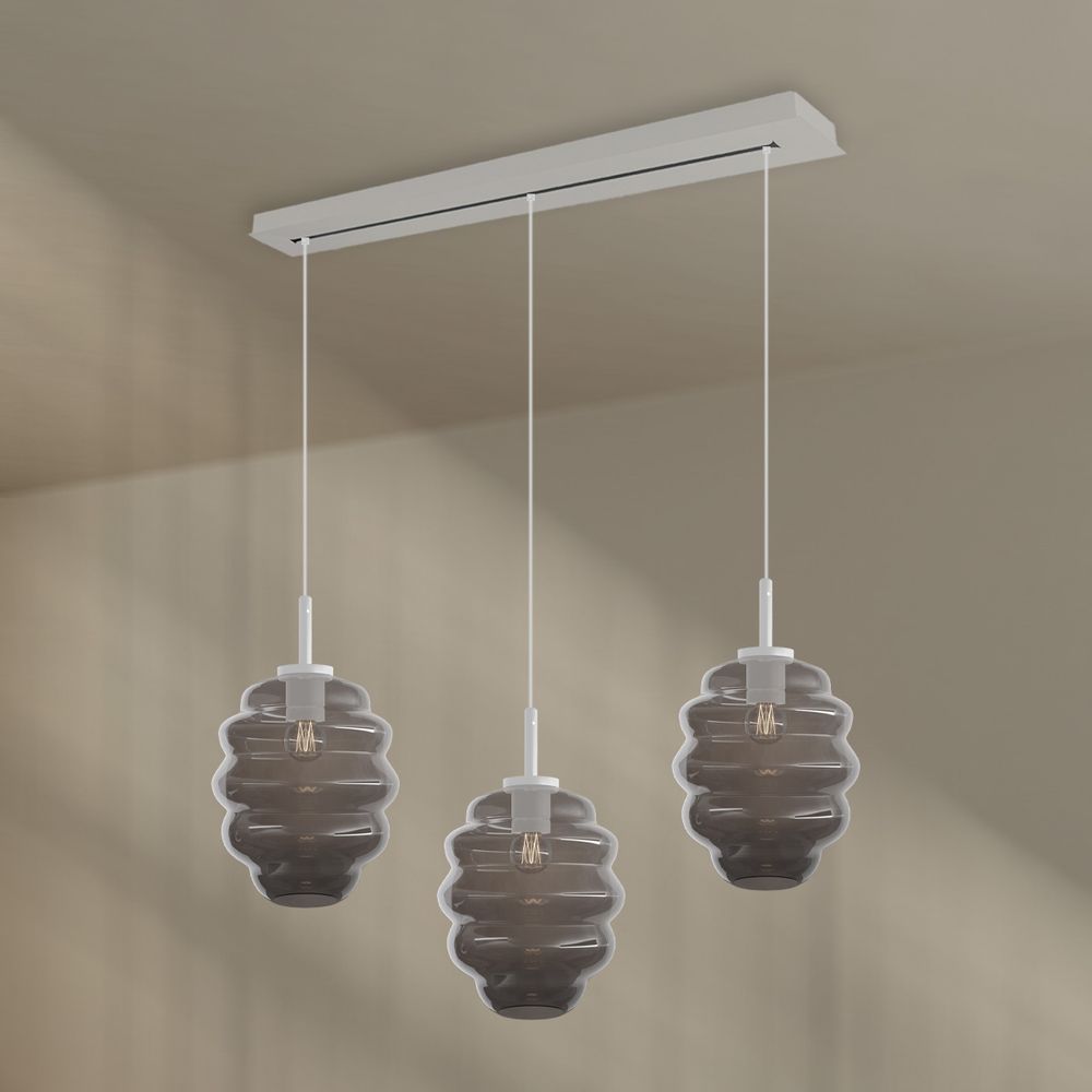 s.luce Echos lampada a sospensione per sala da pranzo a 3 luci 120cm Ø 25cm