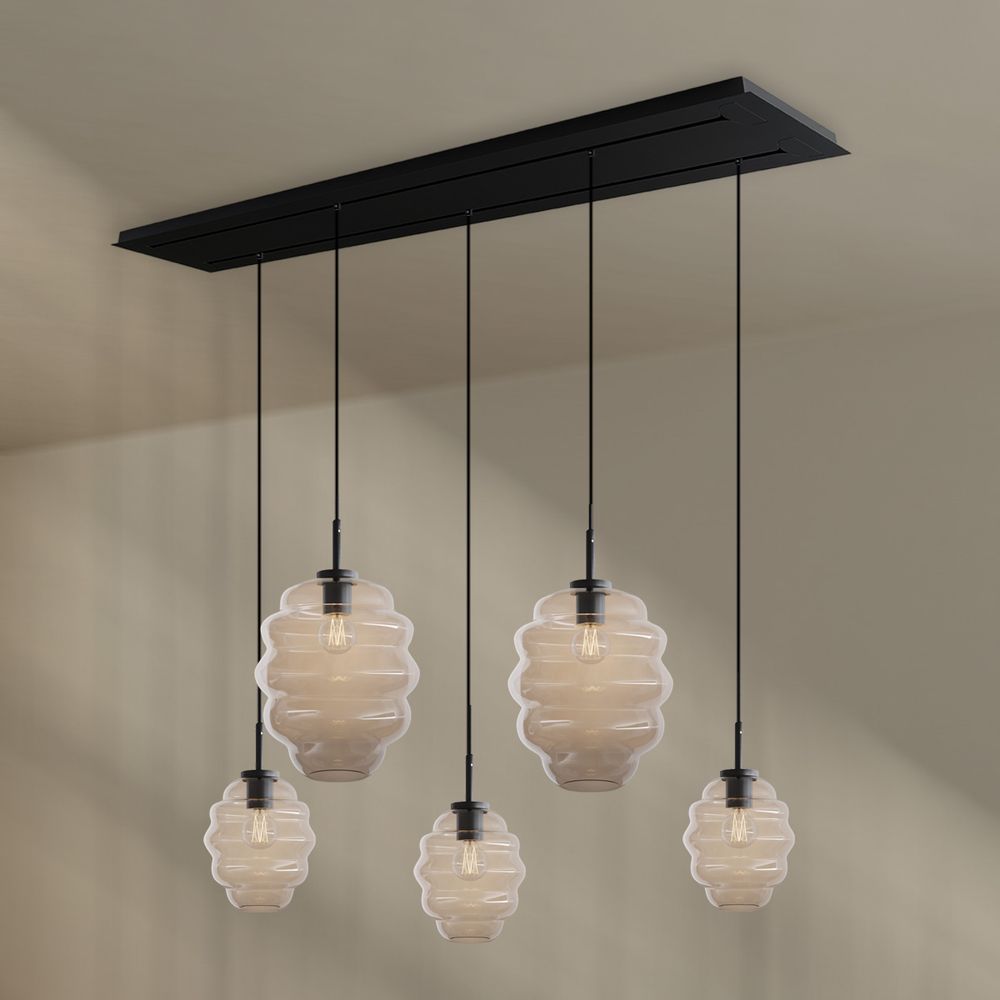 s.luce Echos lampada da tavolo a 5 fiamme a 2 file 160cm Ø 18/25cm