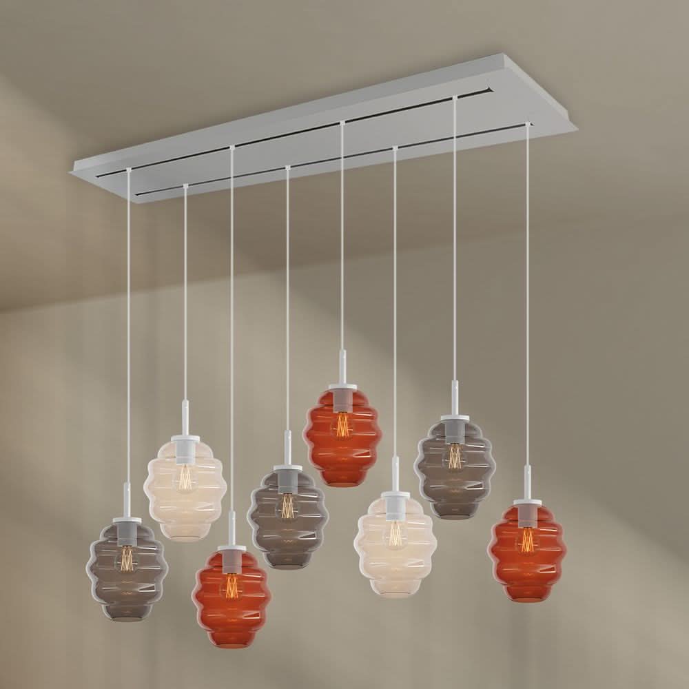 s.luce Echos lampada da tavolo 8 luci 160cm 2 file Ø 18cm