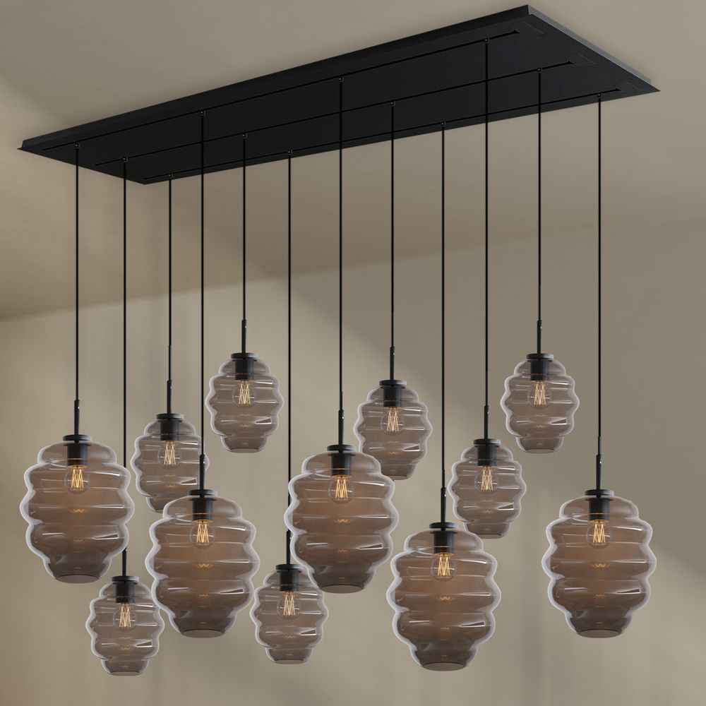 s.luce Echos lampada per sala da pranzo 12 luci 200cm 3 file Ø 18/25cm