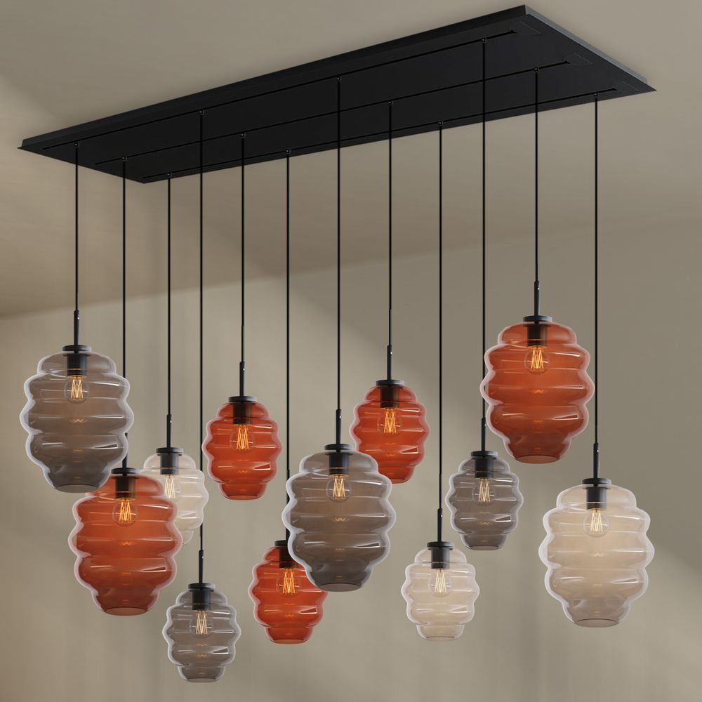s.luce Echos lampada per sala da pranzo 12 luci 200cm 3 file Ø 18/25cm