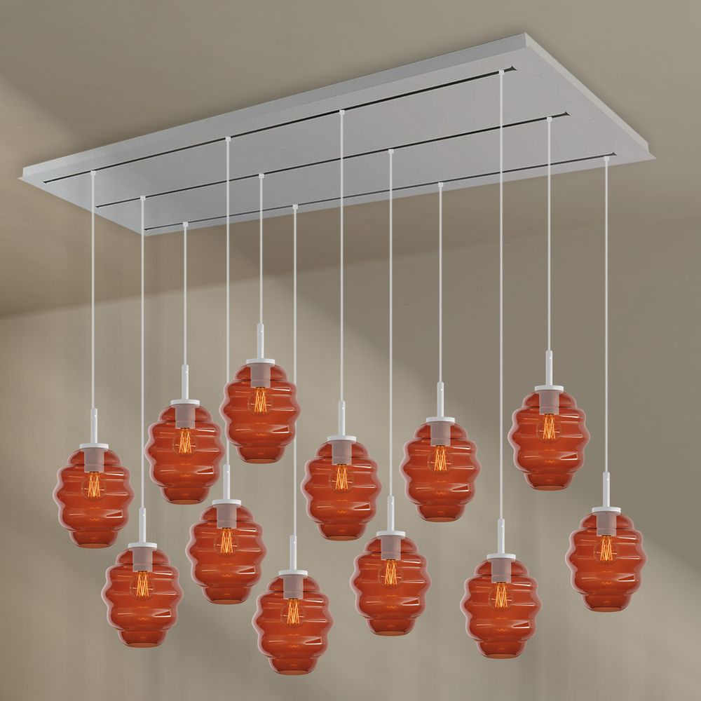 s.luce Echos lampada per sala da pranzo 12 luci 200cm 3 file Ø 18cm