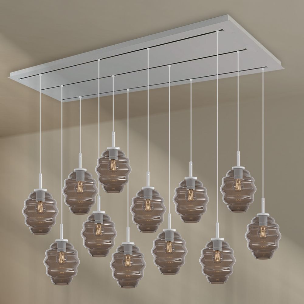 s.luce Echos lampada per sala da pranzo 12 luci 200cm 3 file Ø 18cm