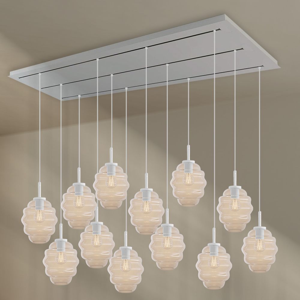 s.luce Echos lampada per sala da pranzo 12 luci 200cm 3 file Ø 18cm