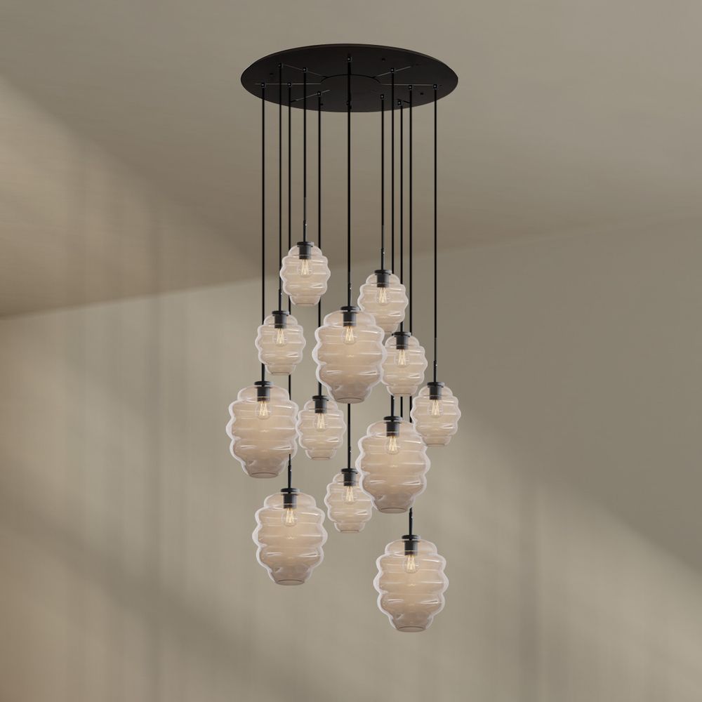 s.luce Echos gallery light 12-flame Ø 80cm baldacchino Ø 18/25cm