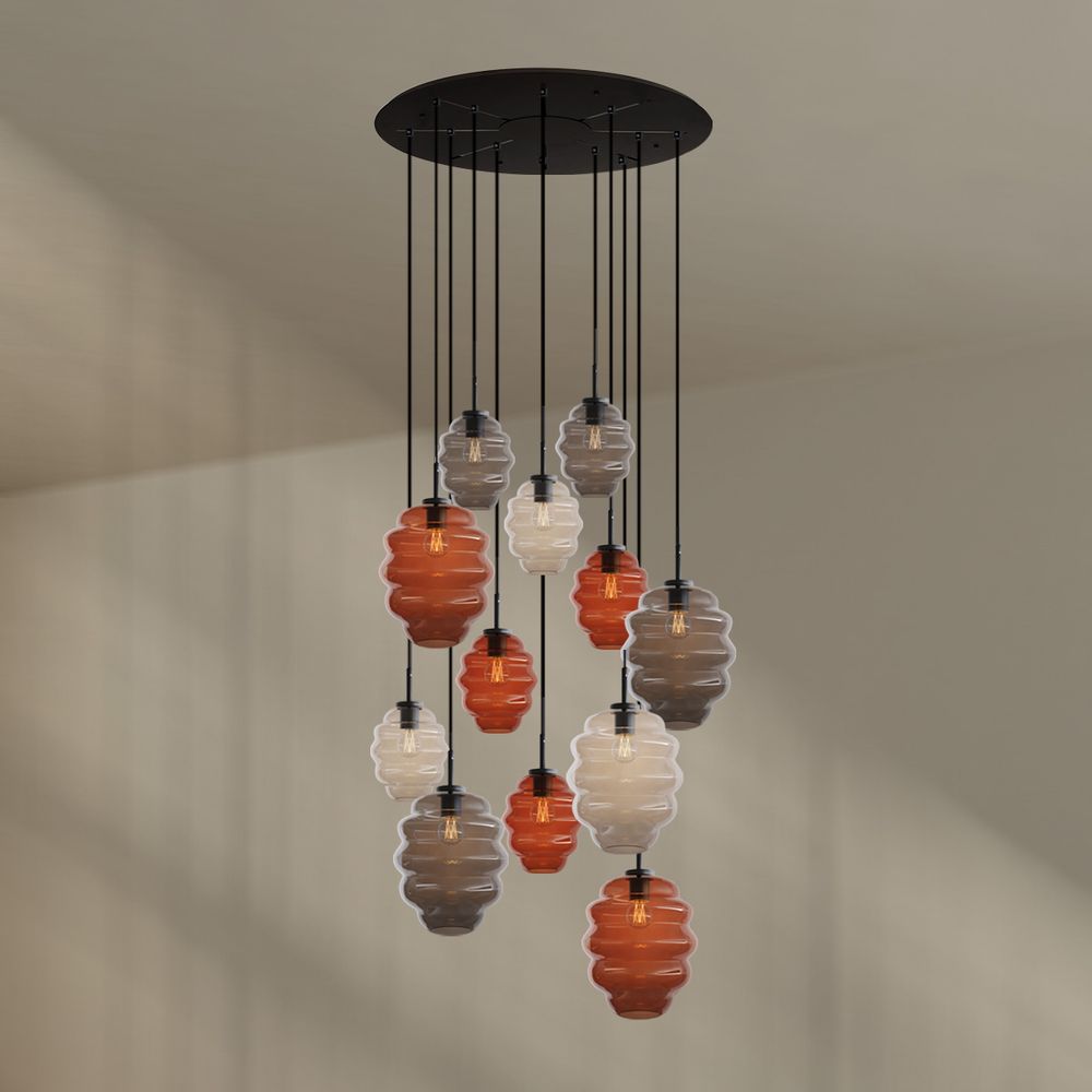 s.luce Echos gallery light 12-flame Ø 80cm baldacchino Ø 18/25cm