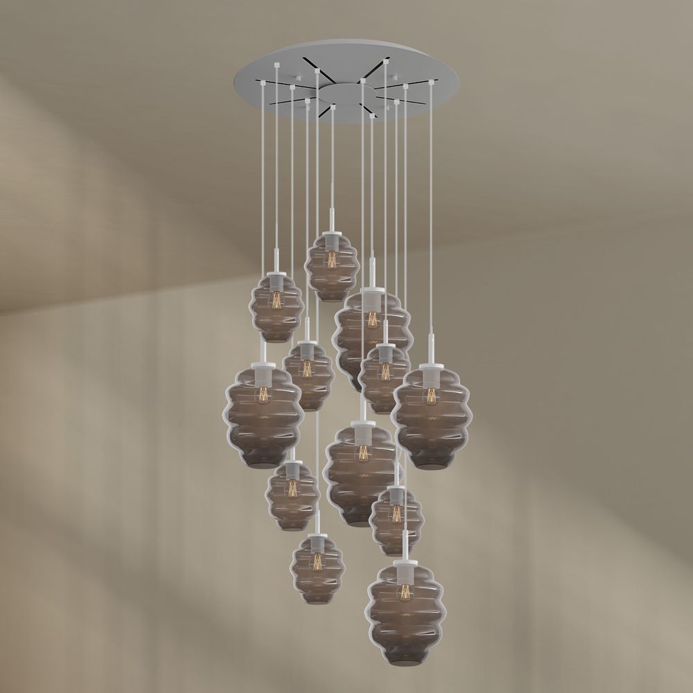 s.luce Echos gallery light 12-flame Ø 80cm baldacchino Ø 18/25cm