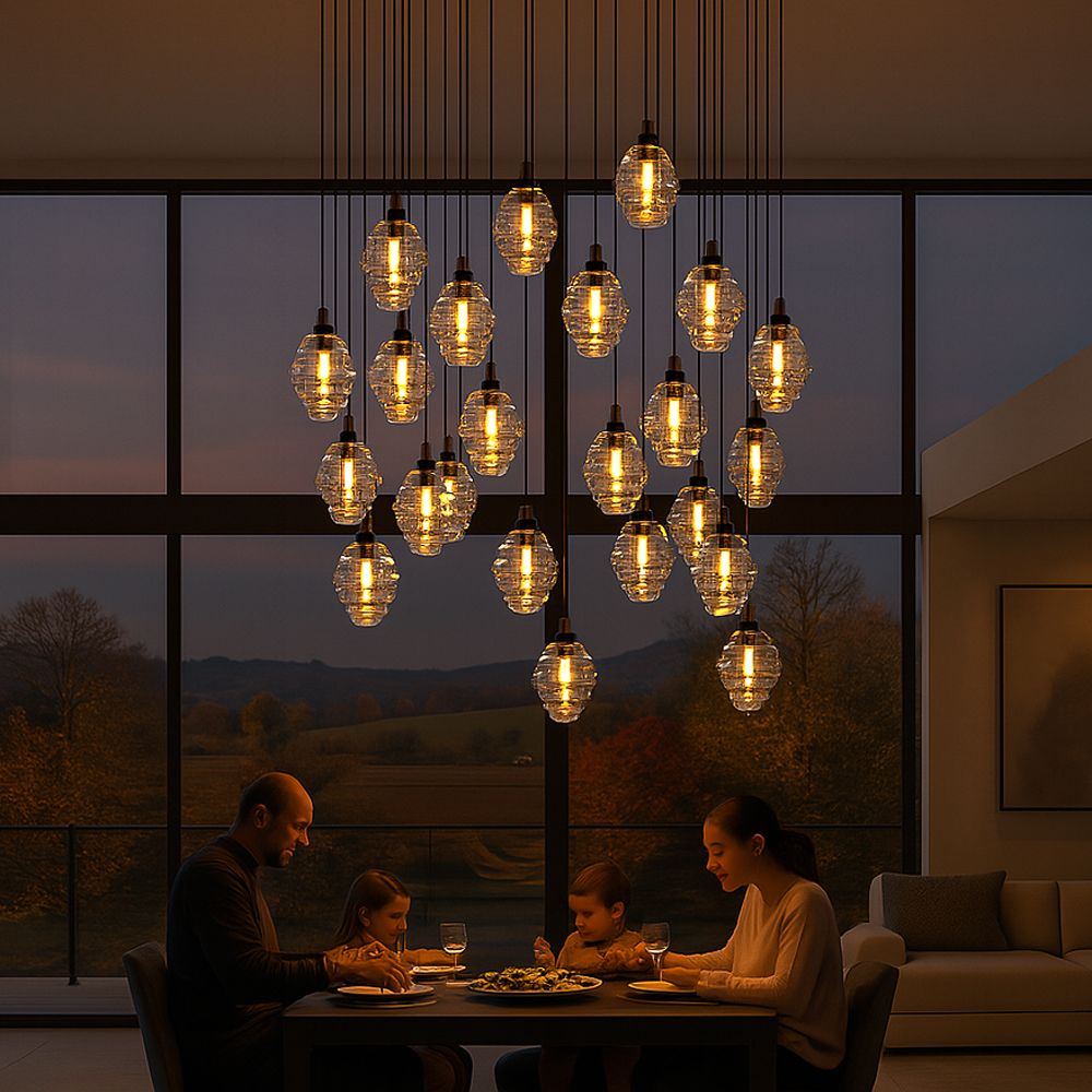 s.luce Echos gallery light 20 luci Ø 120cm baldacchino Ø 18cm