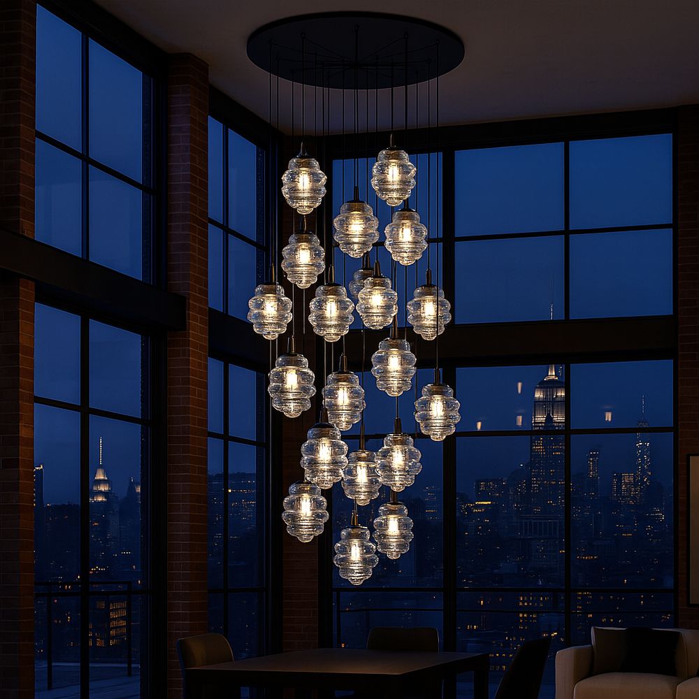 s.luce Echos gallery light 20 luci Ø 120cm baldacchino Ø 25cm