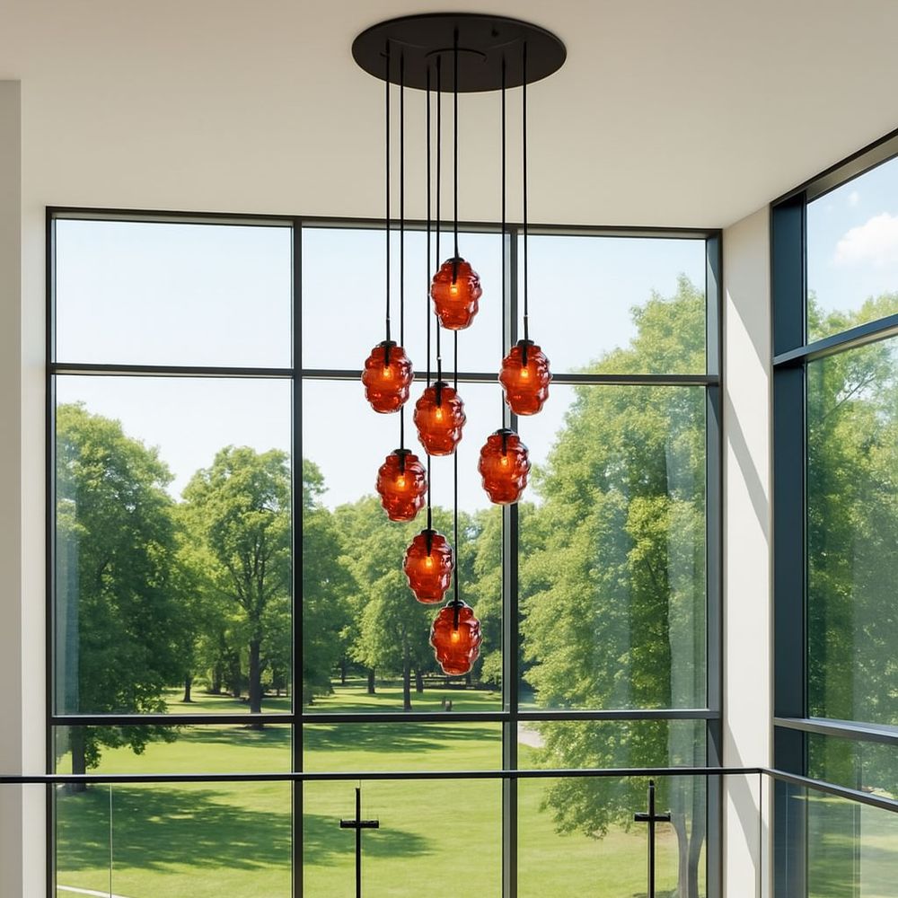 s.luce Echos gallery light 8-flame Ø 80cm baldacchino Ø 18cm