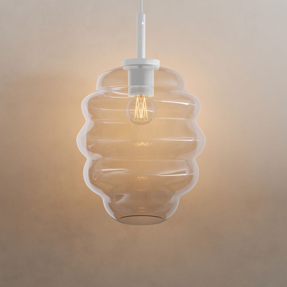 s.luce Echos lampada a sospensione in vetro 150cm bianco