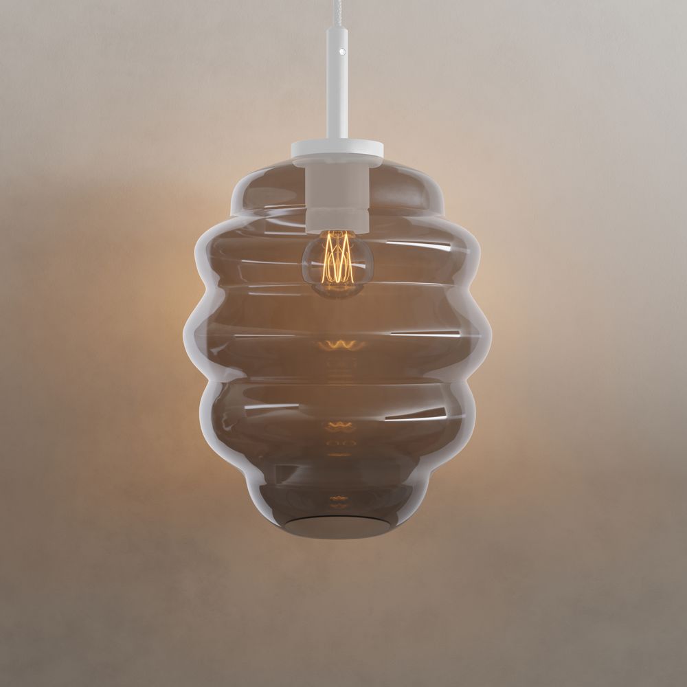 s.luce Echos lampada a sospensione in vetro 150cm bianco