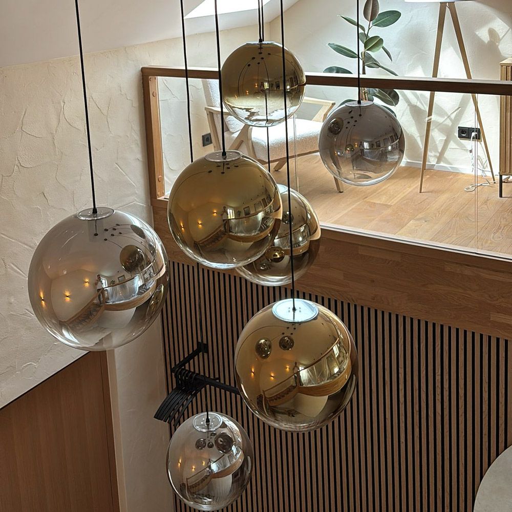 s.luce Orb glass globe gallery light 500cm sospensione nera