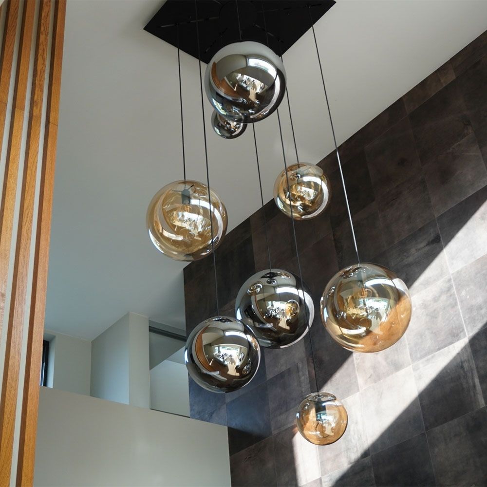 s.luce Orb glass globe gallery light 500cm sospensione nera