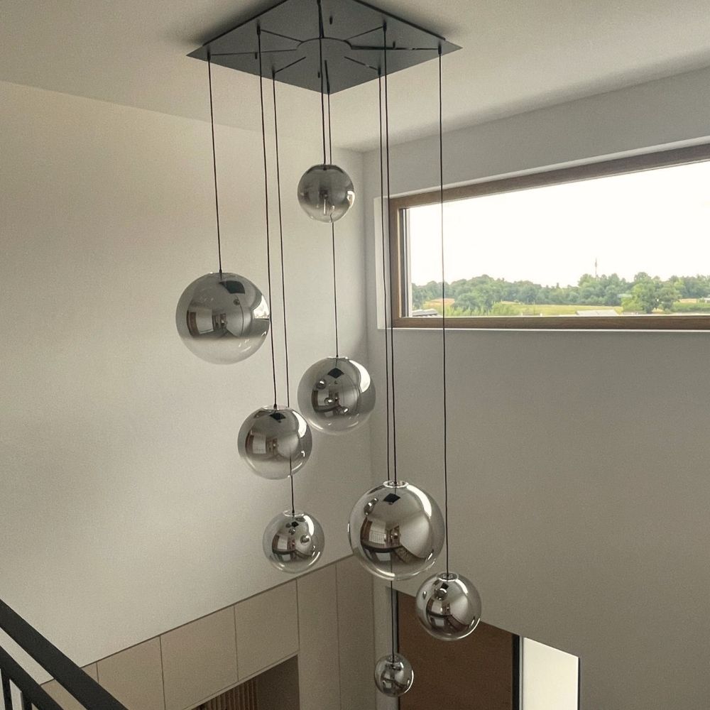 s.luce Orb glass globe gallery light 500cm sospensione nera