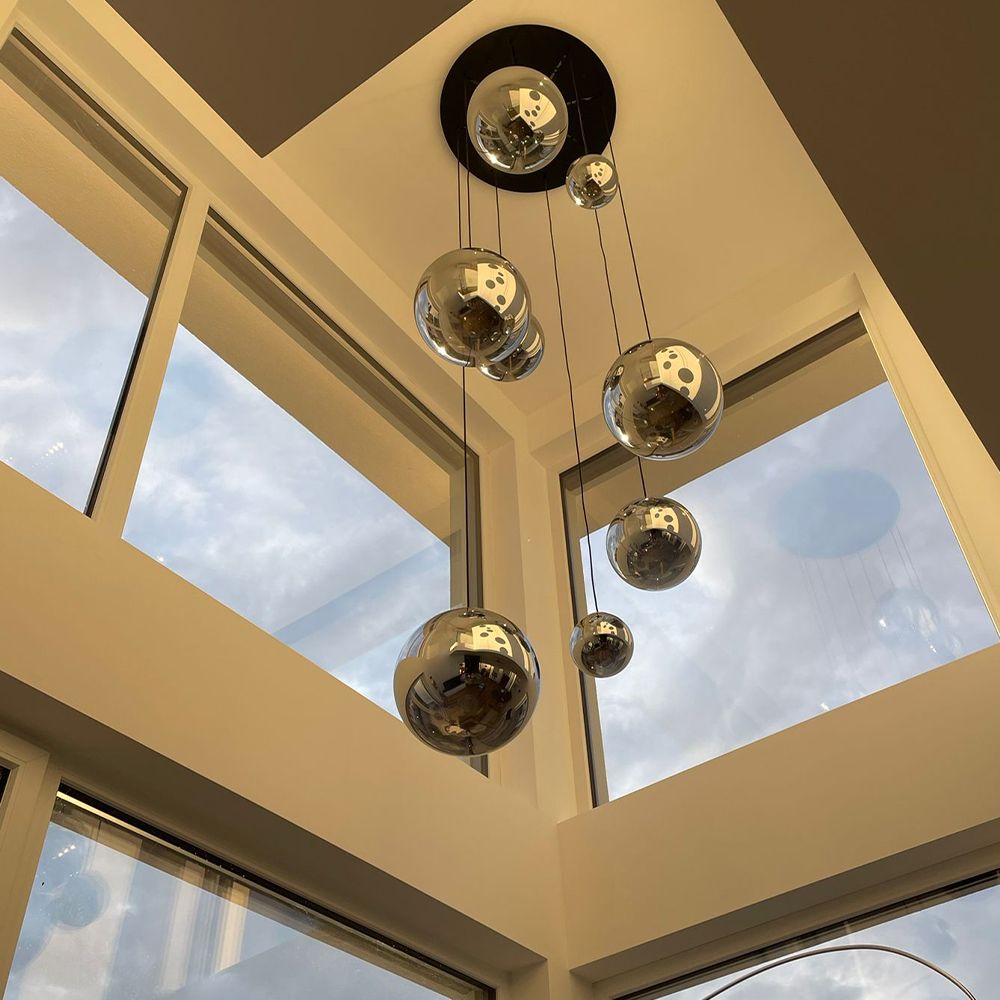 s.luce Orb XL gallery light 8 luci con baldacchino modulare