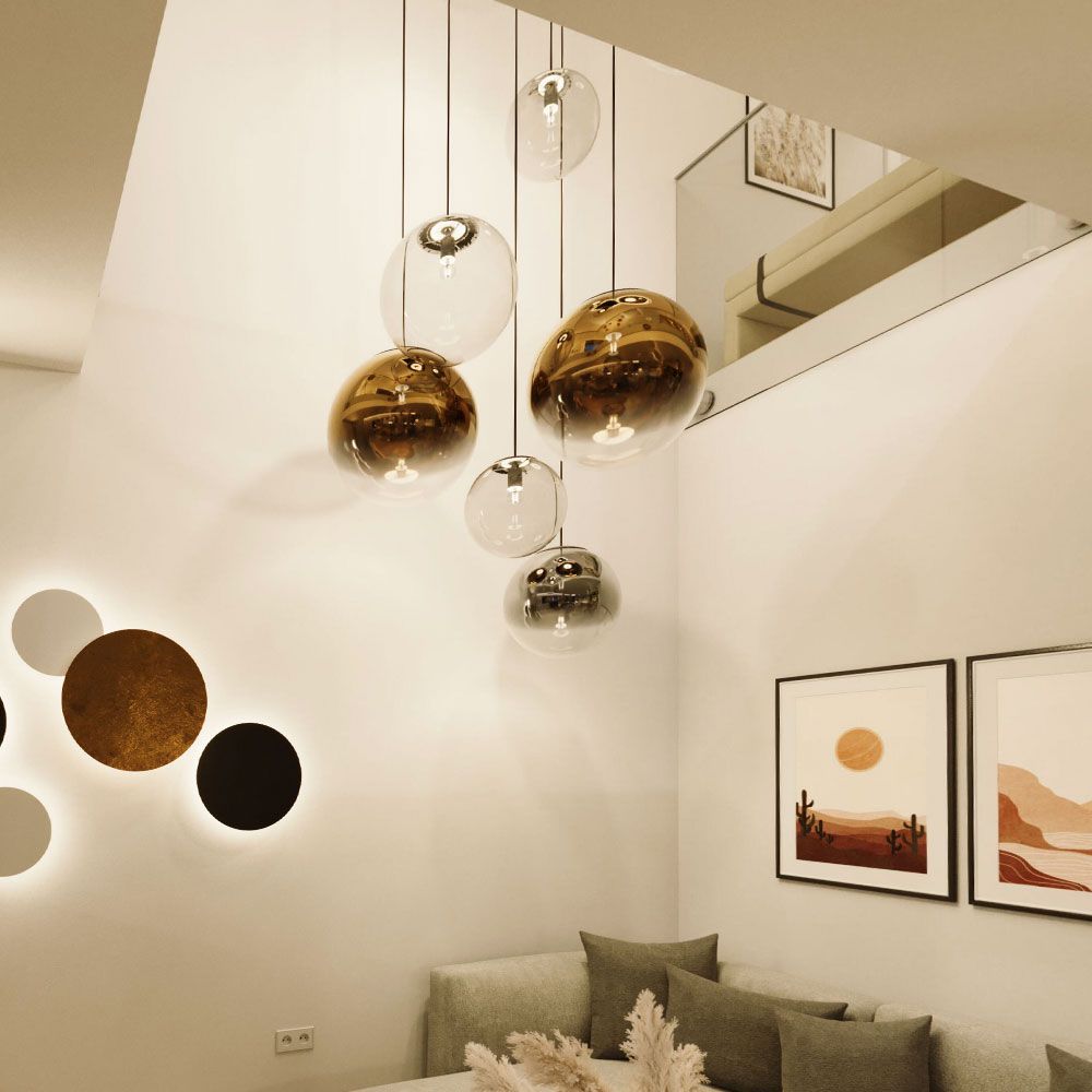 s.luce Orb XL gallery light 8 luci con baldacchino modulare