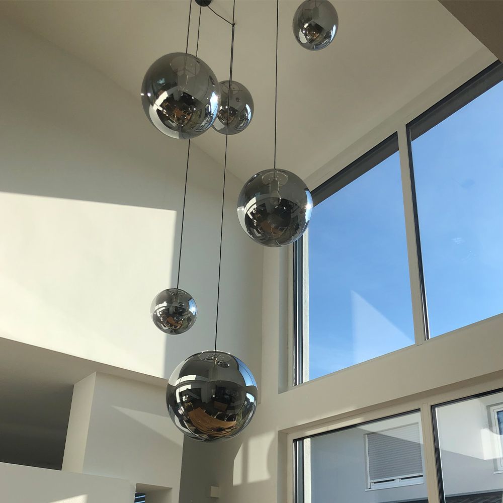 s.luce Orb XL gallery light 8 luci con baldacchino modulare